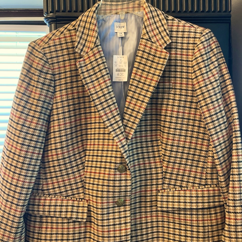 J. Crew Plaid Blazer with Red and Black Pattern
